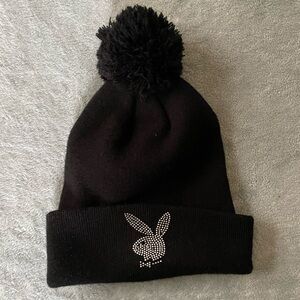 playboy bunny rhinestone pom hat